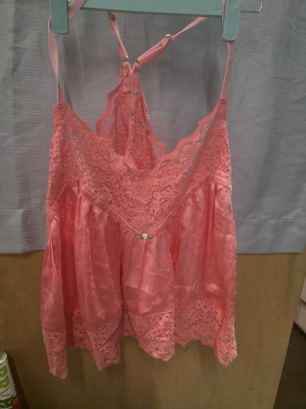 Free People Coral Lace & Satin Chemise